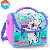 Coral High Kids Turkuaz Pembe Dondurmalı Kedi Desenli Isı Yalıtımlı Thermo Beslenme Çantası 5 Litre Polyester 11751