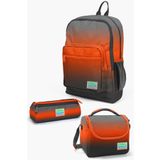 Coral High Kids Turuncu Gri Renk Geçişli 3’lü Seti SET0123748 Okul Çanta