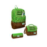 Coral High Kids Yeşil Kahverengi High Craft Desenli 3 lü Okul Çanta Seti SET0123776