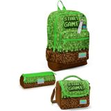 Coral High Kids Yeşil Kahverengi High Craft Desenli 3'lü Okul Çanta Seti SET0123776 Erkek Sırt Çantası