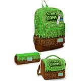 Coral High Kids Yeşil Kahverengi High Craft Desenli 3'Lü Okul Çanta Seti Set0123776 - Erkek