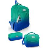 Coral High Kids Yeşil Saks Renk Geçişli 3’lü Okul Çanta Seti 22 Litre Kapasite Ergonomik Tasarım SET0123665