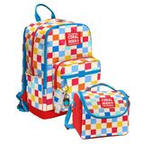 Coral High Kırmızı Çok Renkli Dama Desenli (Kız Çocuk) Okul Sırt ve Beslenme Çantası Seti - SETYGN33225B