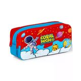 Coral High Kırmızı Mavi Astronot Uzay Desenli İki Bölmeli Kalem Çantası 31045