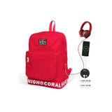 Coral High Kırmızı Nakış Logolu Dört Bölmeli Usb'li Sırt Çantası 24103