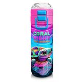 Coral High Kız Çocuk 500 Ml Okul Ve Günlük Paslanmaz Çelik Termos - Pembe Mor Kaplumbağa Desenli - Sızdırmaz