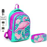 Coral High Kız Çocuk Flamingo İlkokul Çantası ve Kalemlik Seti