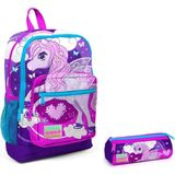 Coral High Kız Çocuk İçin Mor Unicorn Baskılı Sırt Çantası ve Kalemlik Seti 27x40x16 cm Ölçülerinde