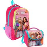 Coral High Kız Çocuk Ilk ve Ortaokul Sırt Çantası ve Beslenme Çantası - Pembe Kırmızı Fashion Girl - Kırmızı - Pembe