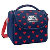 Coral High Kız Çocuk Lacivert Kırmızı Kalp Desenli Isı Yalıtımlı Beslenme Çantası 37129