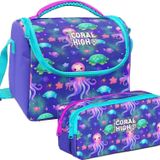 Coral High Kız Çocuk Lavanta Turkuaz Deniz Anası Thermo Beslenme Çantası Ve İki Bölmeli Kalemlik Seti