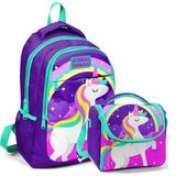 Coral High Kız Çocuk Mavi Unicorn Mor Yeşil Unicorn Beslenme Çantası Seti