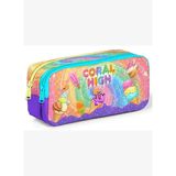Coral High Kız Çocuk Mor Sarı Dondurma Baskılı İki Bölmeli Kalem Çantası/Kalemlik 31054