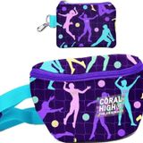 Coral High Kız Çocuk Mor Voleybol Desenli Bel Çantası ve Bozuk Para Cüzdanı Set
