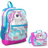 Coral High Kız Çocuk Okul Çantası ve Beslenme Çantası Seti 27x40x16 cm Mavi Renk - Unicorn