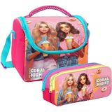Coral High Kız Çocuk Pembe Kırmızı Fashion Girl Thermo Beslenme Çantası ve Iki Bölmeli Kalemlik Seti - 1 Adet - Pembe - Kırmızı