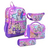 Coral High Kız Çocuk Pembe Mor Fashion Girl Desenli İlkokul Okul Çanta Seti Ve Bel Çantası