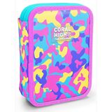 Coral High Kız Çocuk Pembe Sarı Kamuflaj Katlı Organizer Kalemlik (Kalem Kutusu) 31101