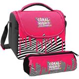 Coral High Kız Çocuk Pembe Siyah Beyaz Boya Desenli Thermo Beslenme Çantası ve Üç Bölmeli Kalemlik Seti - 1 Adet - Kırmızı - Beyaz