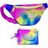 Coral High Kız Çocuk Renkli Batik Desenli Bel Çantası ve Bozuk Para Cüzdanı Set - Sarı - Mavi