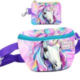 Coral High Kız Çocuk Unicorn Desenli Bel Çantası ve Bozuk Para Cüzdanı Set