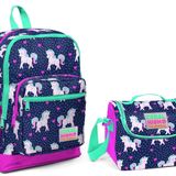 Coral High Kız Çocuk Unicorn Desenli İlkokul Çanta Seti USB ve AUX Çıkışlı Sırt Çantası Beslenme Çantası ile 27x40x16 cm