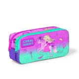 Coral High KK01 Kids Açık Pembe Mor Unicornlu Prenses Desenli Iki Bölmeli Kalem Çantası 12054