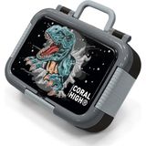 Coral High Koyu Gri Siyah Dinozor Desenli Paslanmaz Çelik Beslenme Kabı 39343
