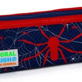 Coral High Lacivert-Kırmızı Örümcek Baskılı Üç Bölmeli Kalem Çantası -Erkek Çocuk