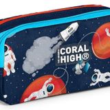 Coral High Lacivert Mavi Astronot Iki Bolmeli Kalem Cantasi - Erkek Cocuk