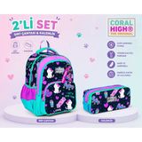 Coral High Lacivert Pembe Kedili Sırt Çantası 23658+ Kalemlik 12091