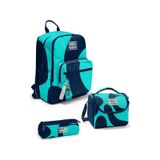 Coral High Lacivert Turkuaz Desenli 3 Lü Okul Çanta Seti Set0123686 Lacivert - Turkuaz