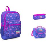 Coral High Lavanta Flamingo Temalı İlkokul Çanta Seti 3'lü Set Okul Çantası