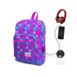 Coral High Lavanta Pembe Kalp Desenli Usb Ve Aux Soketli Okul Çantası 23263