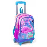 Coral High Mavi Flamingo Baskılı Işıklı Tekerlekli Çekçek Okul Çantası - Kız Çocuk