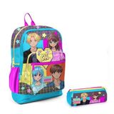 Coral High Mavi Pembe Anime Ilkokul Sirt Cantasi ve Kalemlik Seti