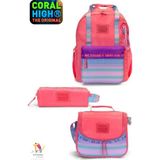Coral High Mercan Okul Çantası-Thermal Beslenme Çantası-Kalemlik Set