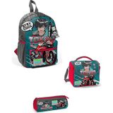 Coral High Minik Yuva Sırt Çantası Gri Nefti Anime Motorsiklet Iki Bölmeli 3'lü Set 3SET23564