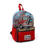 Coral High Minik Yuva Sırt Çantası Kırmızı Mavi İtfafiye Desenli İki Bölmeli