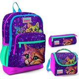 Coral High Mor Kedi Üçlü Ilkokul Okul Çantası Seti
