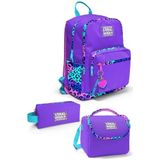 Coral High Mor Leopar Desenli 3'lü Okul Çanta Seti, Orta, SET01K75K, Mor Leopar Desenli, kız-çocuk
