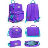 Coral High Mor Leopar Desenli Dört Bölmeli Okul Sırt Çantası Beslenme Çantası Kalem Çantası 23632 Set