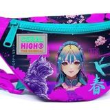 Coral High Mor Pembe Anime Kedi Baskılı Kız Çocuk Bel Çantası