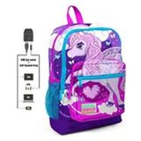 Coral High Mor Unicorn Baskılı Kız Çocuk Usb ve Aux Soketli İlkokul ve Günlük Sırt Çantası