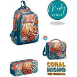 Coral High Nefti Turuncu Basketbol Desenli 3’lü Okul Çanta Seti