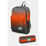 Coral High Okul Çantası 2'li Set Turuncu Gri Renk Geçişli, Orta, SET02K74, Turuncu Gri, kız-çocuk