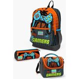 Coral High Okul Çantası Gamer Desenli 3'lü Set Gri Turuncu 27x38x14 cm, Orta, TYC0738011987MSET01K74002, Gri Turuncu, erkek-çocuk