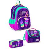 Coral High Okul Çantası Mor Pembe Unicorn Deniz Kızı Desenli 3'lü Set, SET01K33K