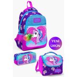 Coral High Okul Çantası Mor Pembe Unicorn Desenli 3'lü Set, Orta, GOSET01K124, Mor Pembe Unicorn, kız-çocuk