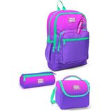 Coral High Okul Çantası Pembe Mor Renk Geçişli 3'lü Set Unicorn Desenli, Orta, SET01K74K, Açık Pembe Mor, kız-çocuk
